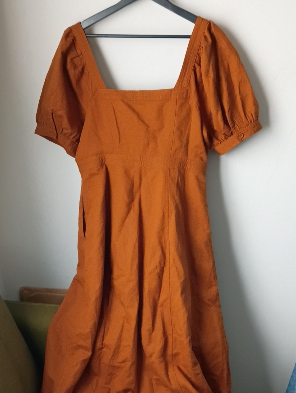 Madewell Rust Orange Square-Neck Midi Dress